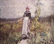 French peasant Woman in the Vineyard